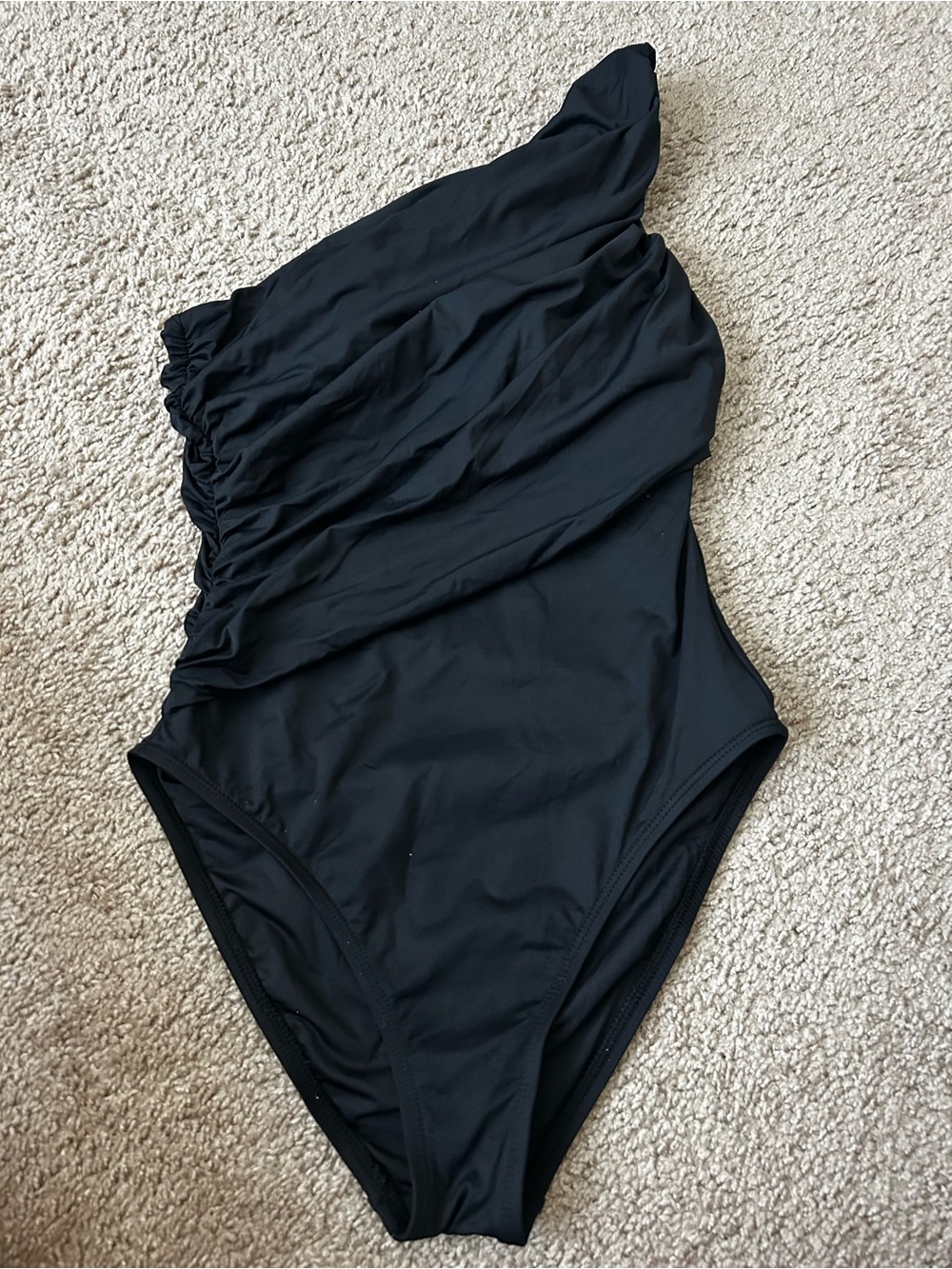 La Blanca Black One-Shoulder Ruched Swim One-Piece